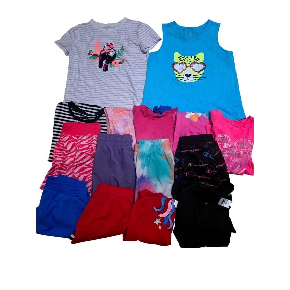 Lot Bundle of Girls Summer Casual Clothing 15pc Mix Brand Size L 10-12